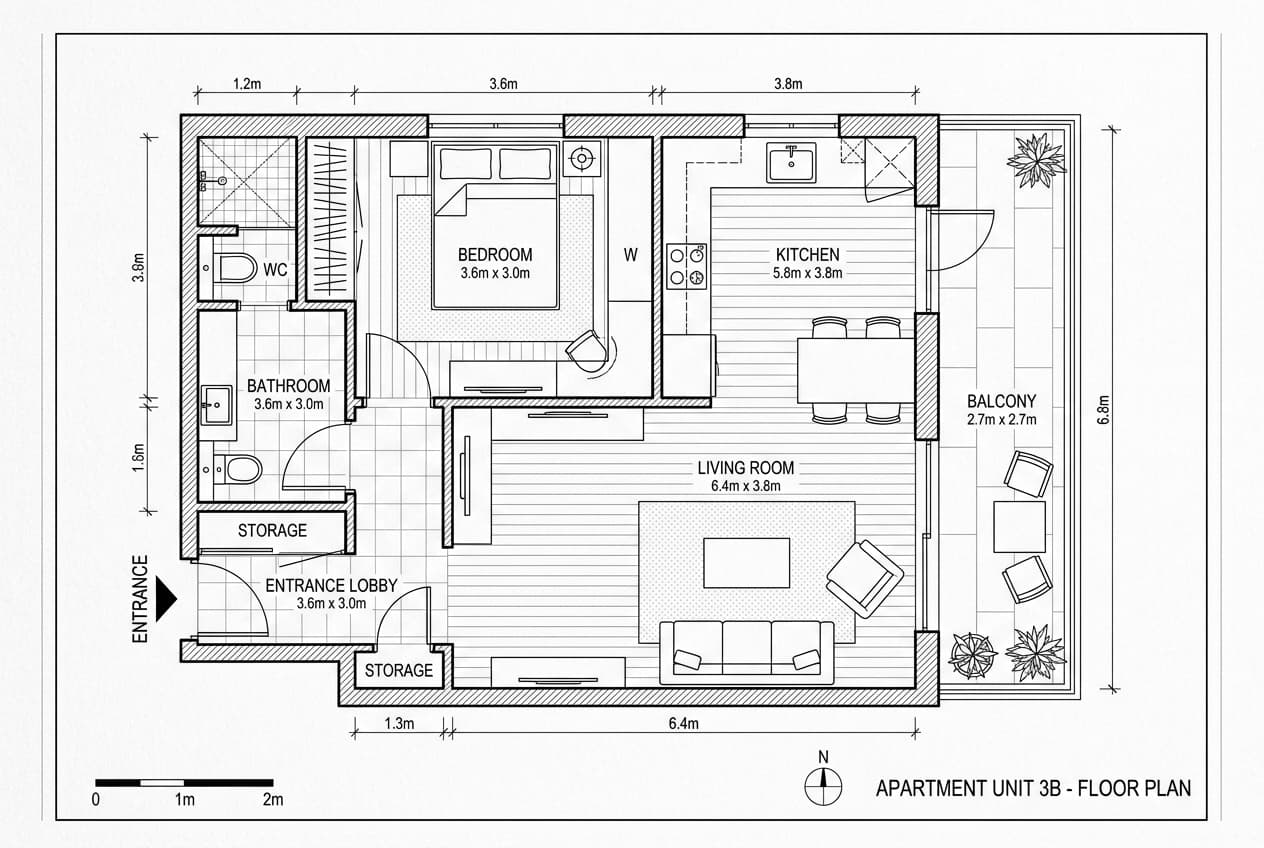 1 BHK Floor Plan